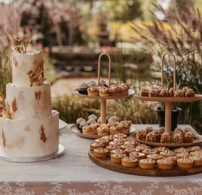 Handgemaakte bruidstaart met cupcakes en gebak van Zoete Kruimels patisserie in Oldenzaal